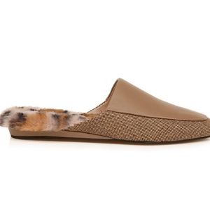 Zac Zac Posen “Windfield” Leather, Faux Shearling Mule Size 6
